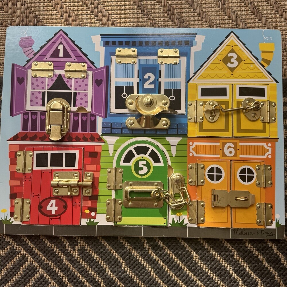 Melissa & Doug Latch & Lock Board Wooden Activity Puzzle 11.5" x 15.5"